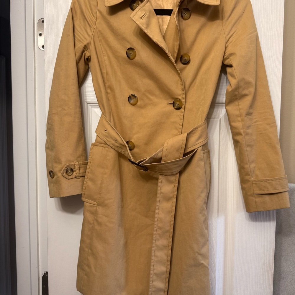 J. Crew Double-Breasted Camel Trench Coat